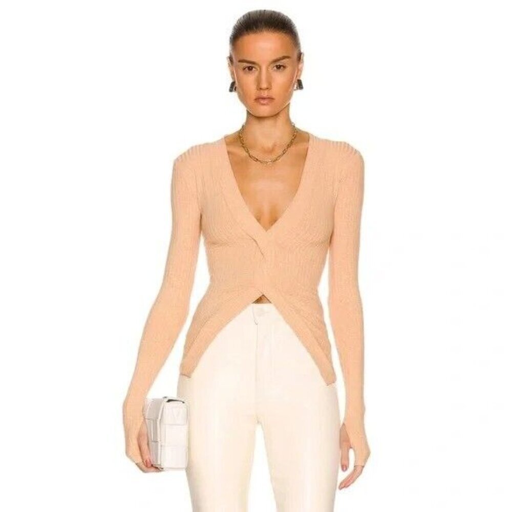 Alix NYC Orange Ribbed Twist‎ Front Inez Top